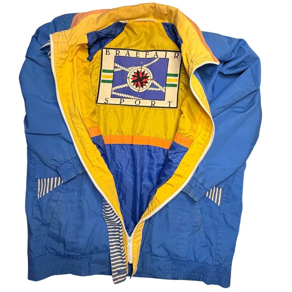 Vintage Windbreaker Size XXL Braefair Sport Jacket Coat Nautical Blue Y2K